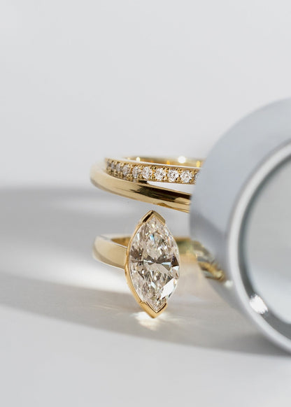 Moval Swirl Semi Pave Engagement Ring – 2.5 CT Lab Grown Diamond