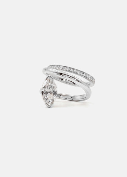 Moval Swirl Semi Pave Engagement Ring – 2.5 CT Lab Grown Diamond