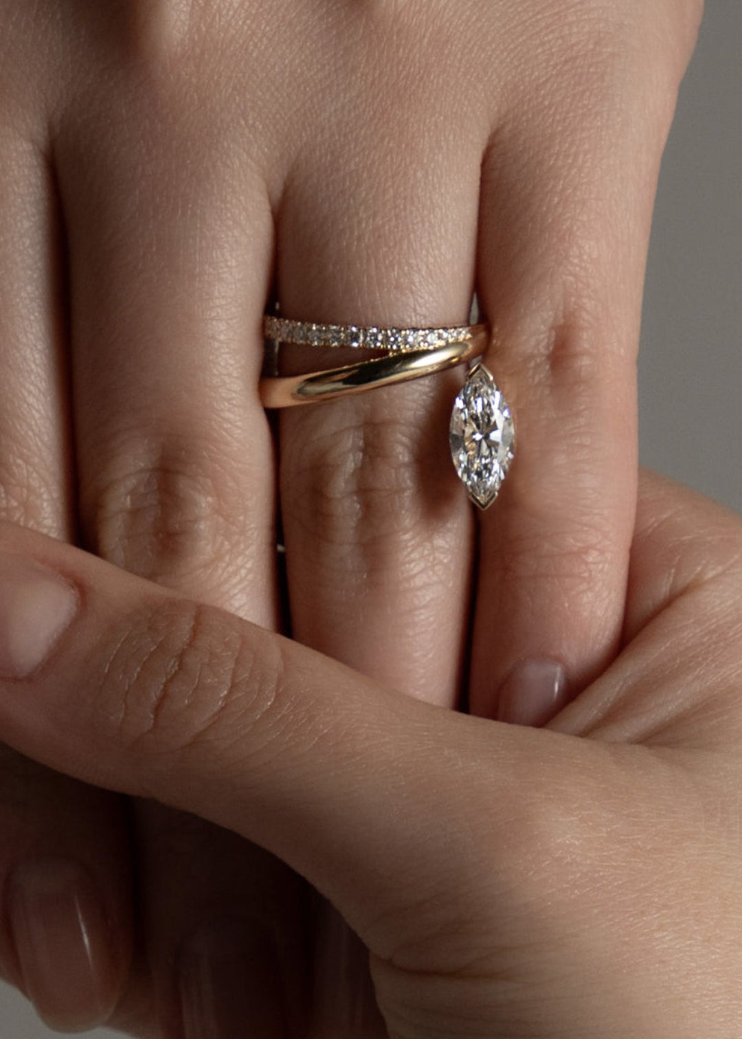 Moval Swirl Semi Pave Engagement Ring – 2.5 CT Lab Grown Diamond