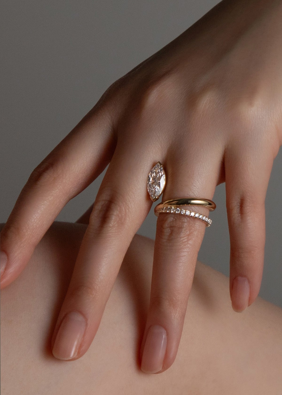 Moval Swirl Semi Pave Engagement Ring – 2.5 CT Lab Grown Diamond