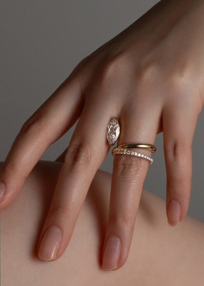 Moval Swirl Semi Pave Engagement Ring – 2.5 CT Lab Grown Diamond