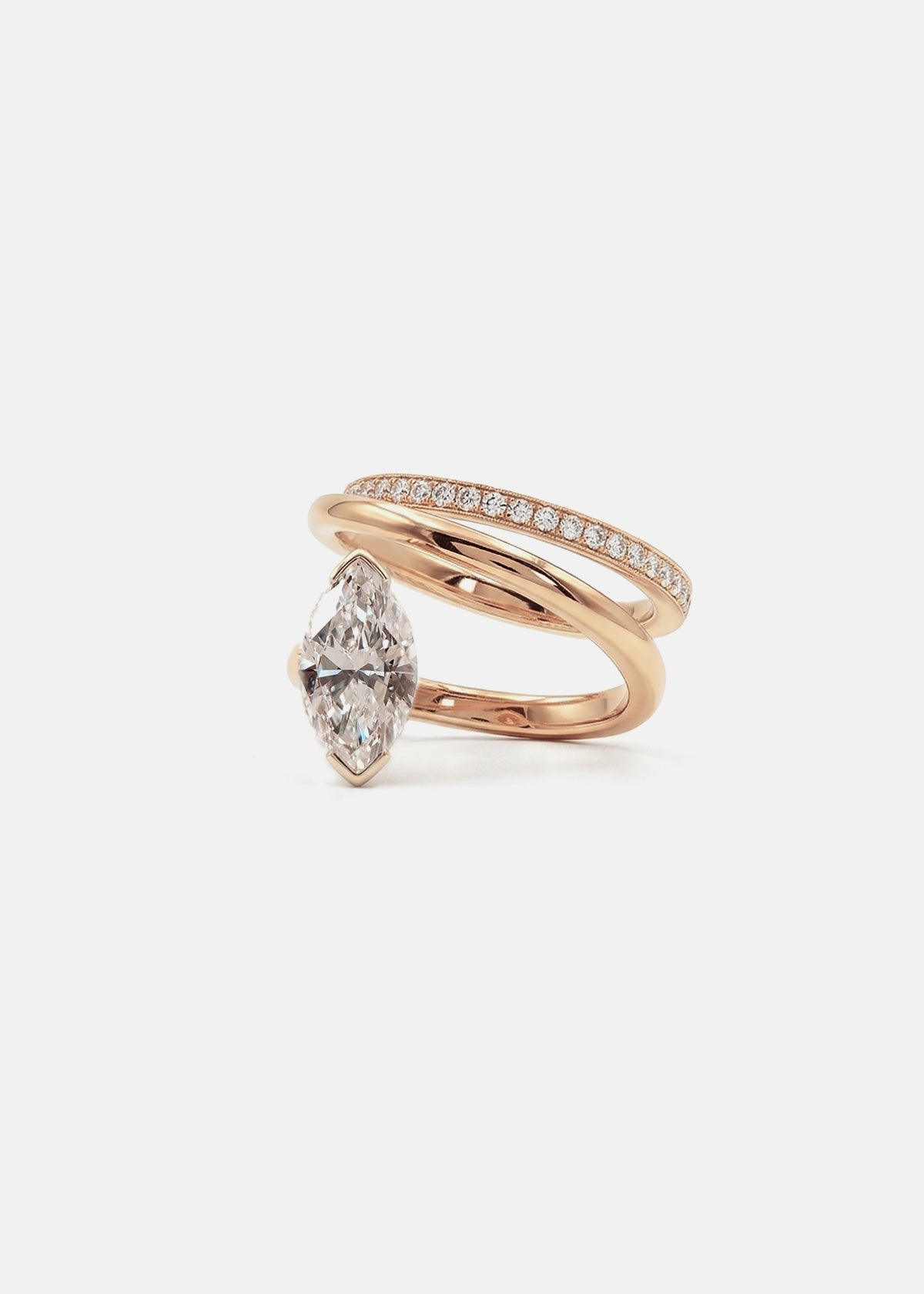 Moval Swirl Semi Pave Engagement Ring – 2.5 CT Lab Grown Diamond