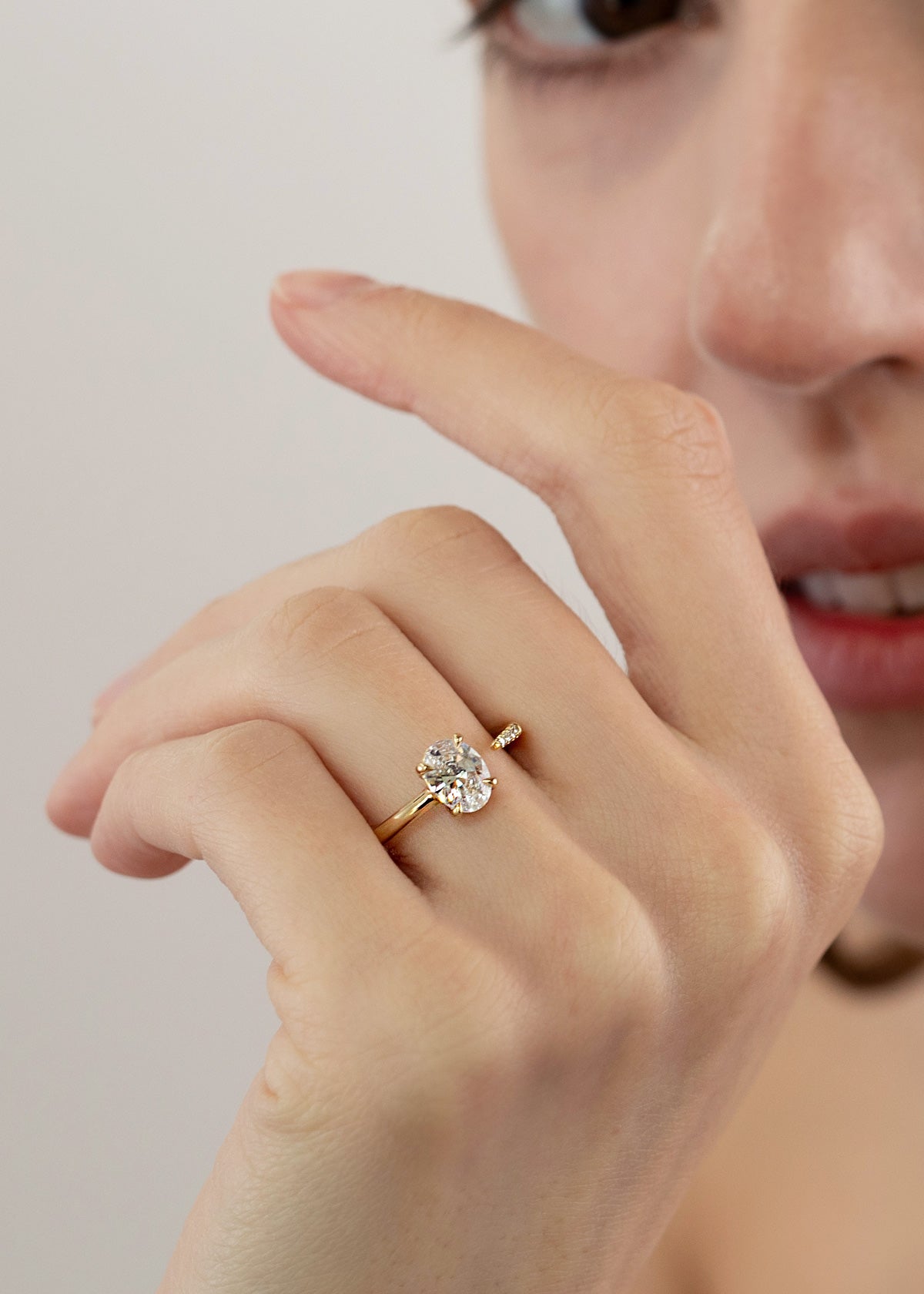 Moval Swirl Semi Pave Engagement Ring – 2.5 CT Lab Grown Diamond