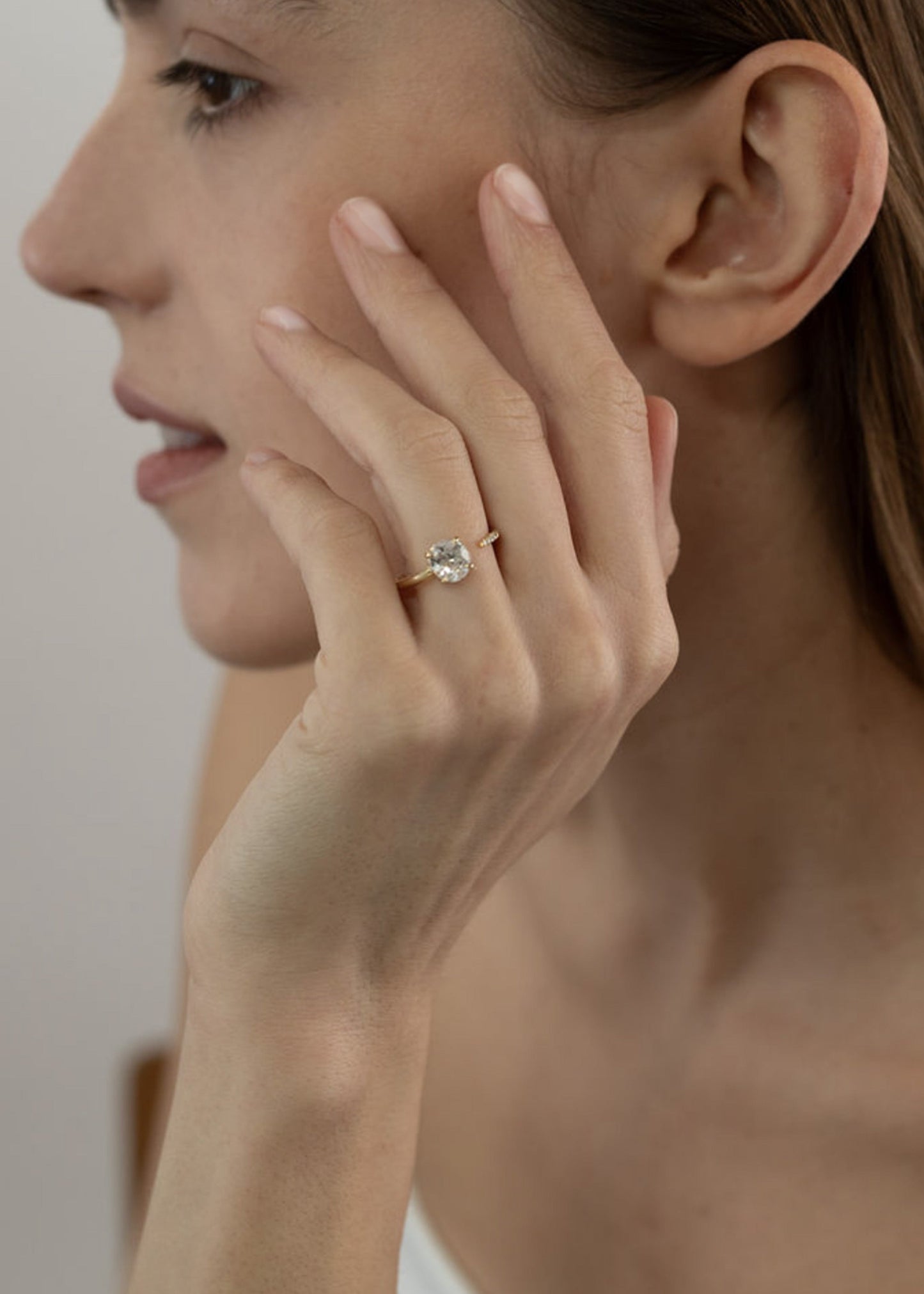 Moval Swirl Semi Pave Engagement Ring – 2.5 CT Lab Grown Diamond