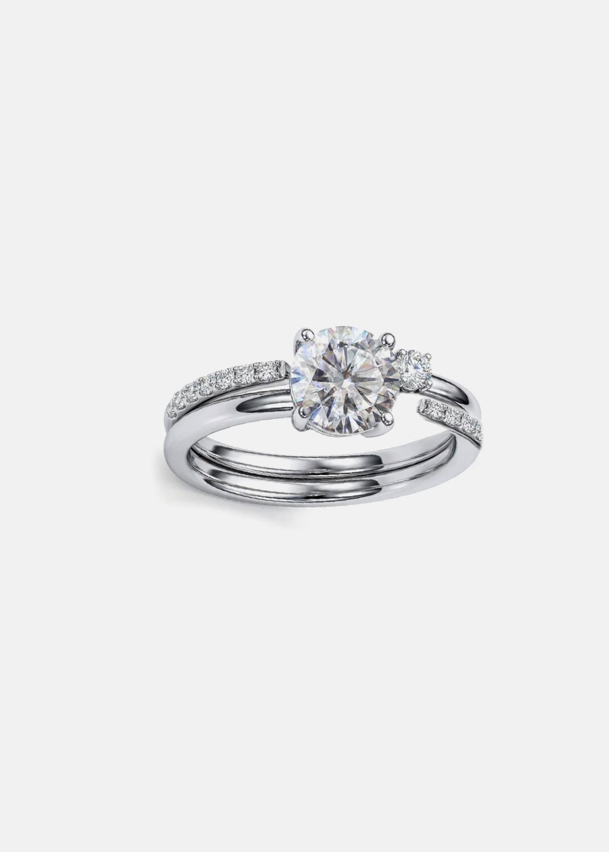 Moval Swirl Semi Pave Engagement Ring – 2.5 CT Lab Grown Diamond