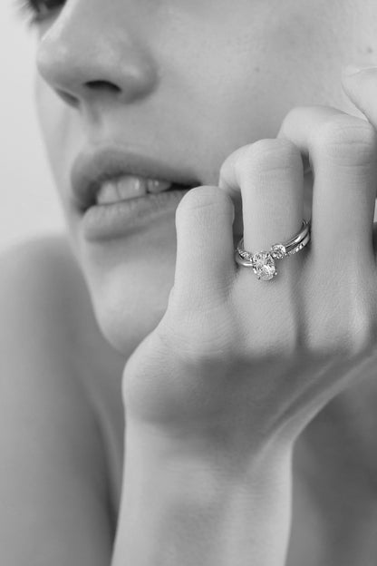 Moval Swirl Semi Pave Engagement Ring – 2.5 CT Lab Grown Diamond