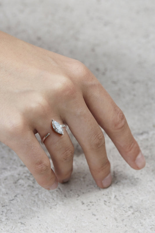 Moval Swirl Semi Pave Engagement Ring – 2.5 CT Lab Grown Diamond