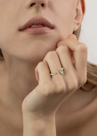 Moval Swirl Semi Pave Engagement Ring – 2.5 CT Lab Grown Diamond