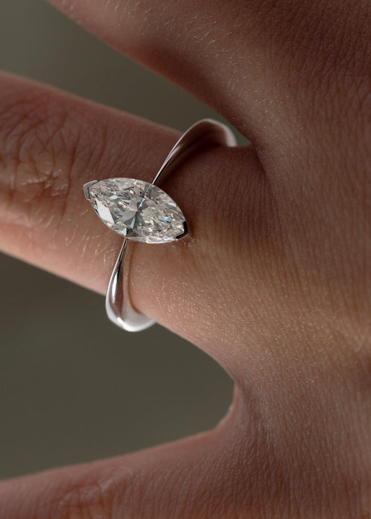Moval Swirl Semi Pave Engagement Ring – 2.5 CT Lab Grown Diamond