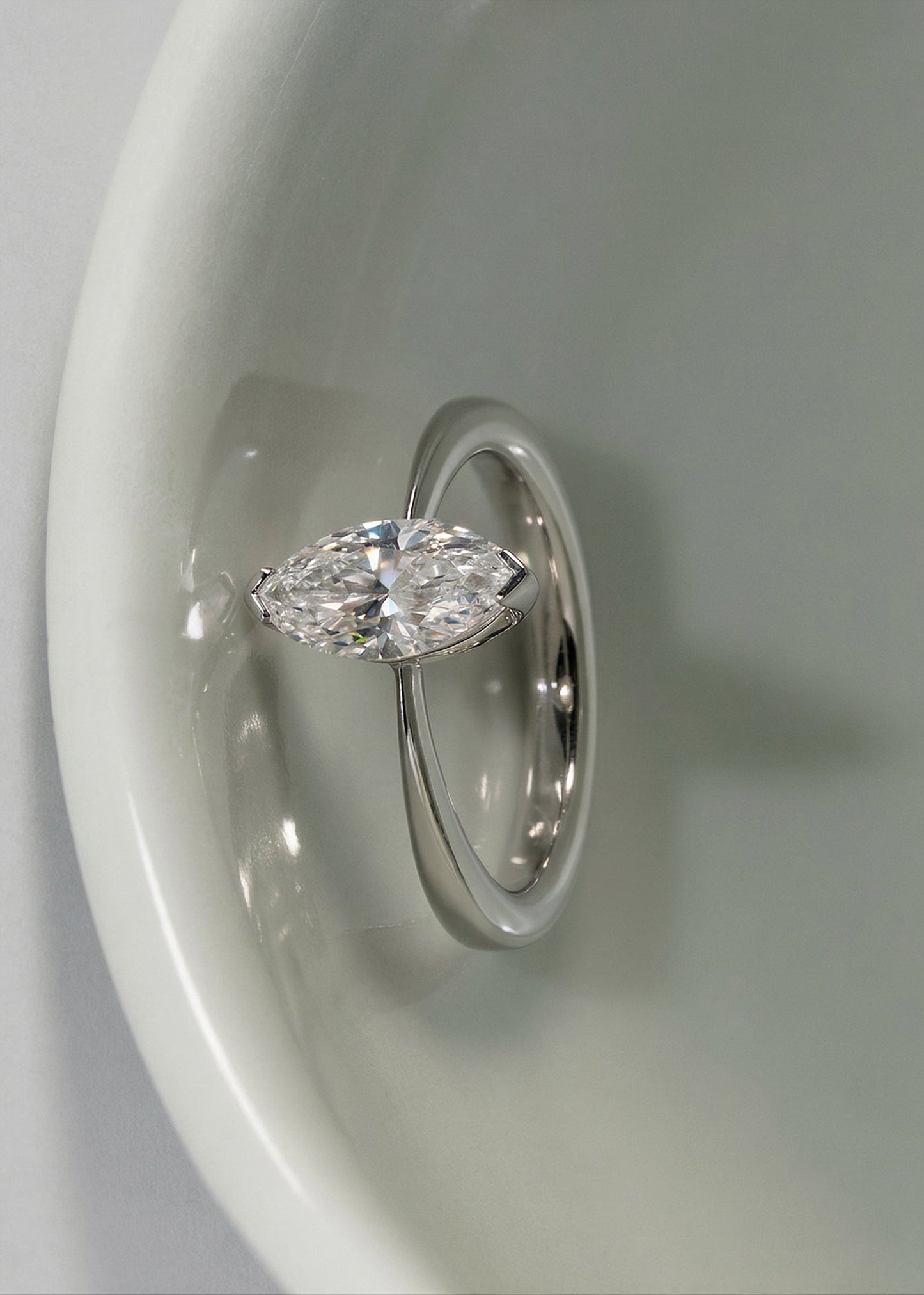 Moval Swirl Semi Pave Engagement Ring – 2.5 CT Lab Grown Diamond