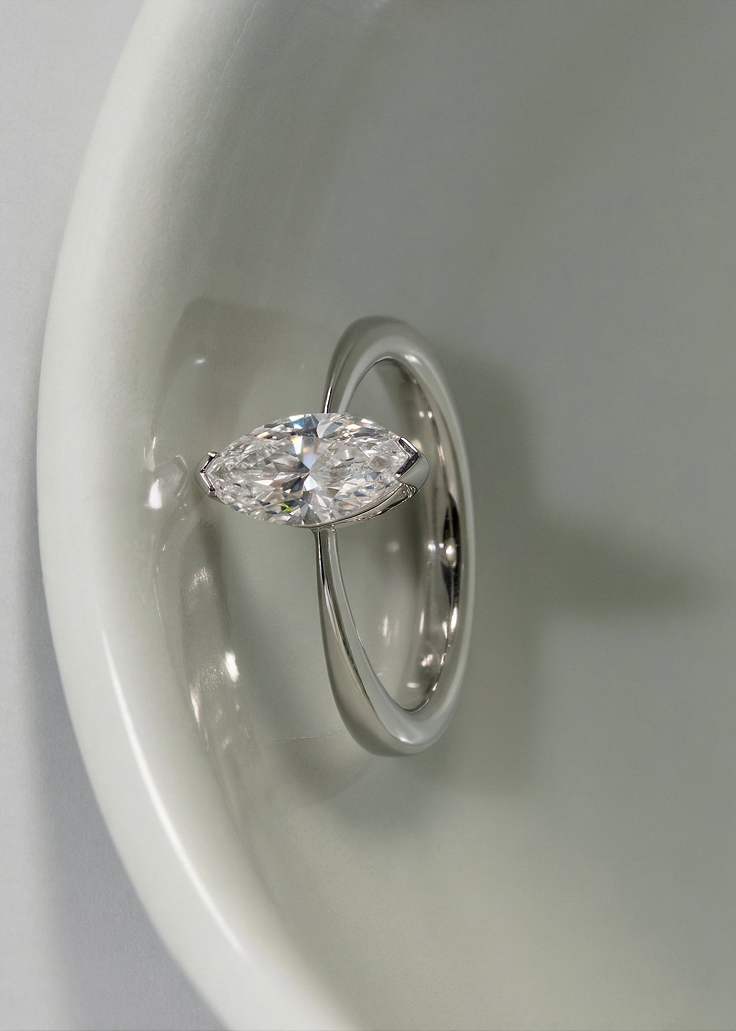 Moval Swirl Semi Pave Engagement Ring – 2.5 CT Lab Grown Diamond