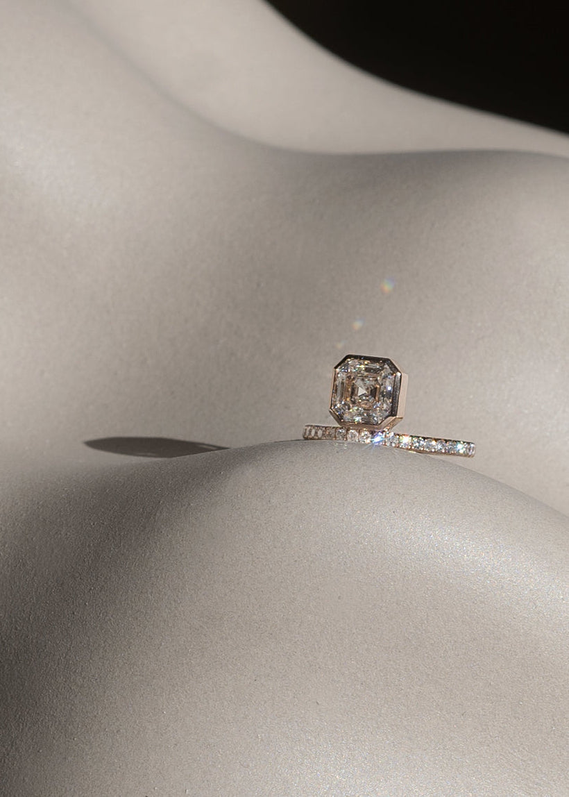 Moval Swirl Semi Pave Engagement Ring – 2.5 CT Lab Grown Diamond