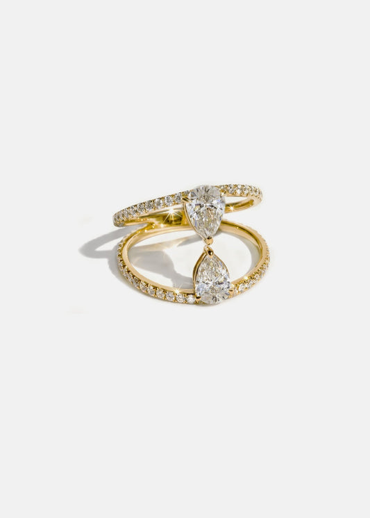 Moval Swirl Semi Pave Engagement Ring – 2.5 CT Lab Grown Diamond