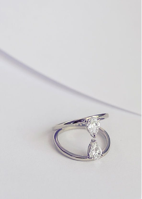 Moval Swirl Semi Pave Engagement Ring – 2.5 CT Lab Grown Diamond