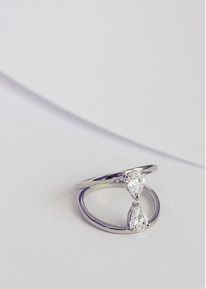 Moval Swirl Semi Pave Engagement Ring – 2.5 CT Lab Grown Diamond