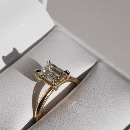 2.5 CT Emerald Lab Grown Solitaire Engagement Ring (US Size 7.5 Ready To Ship)