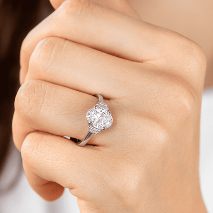 2 CT Round Three Stones Lab Grown Diamond Engagement Ring