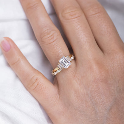 2 CT Round Three Stones Lab Grown Diamond Engagement Ring