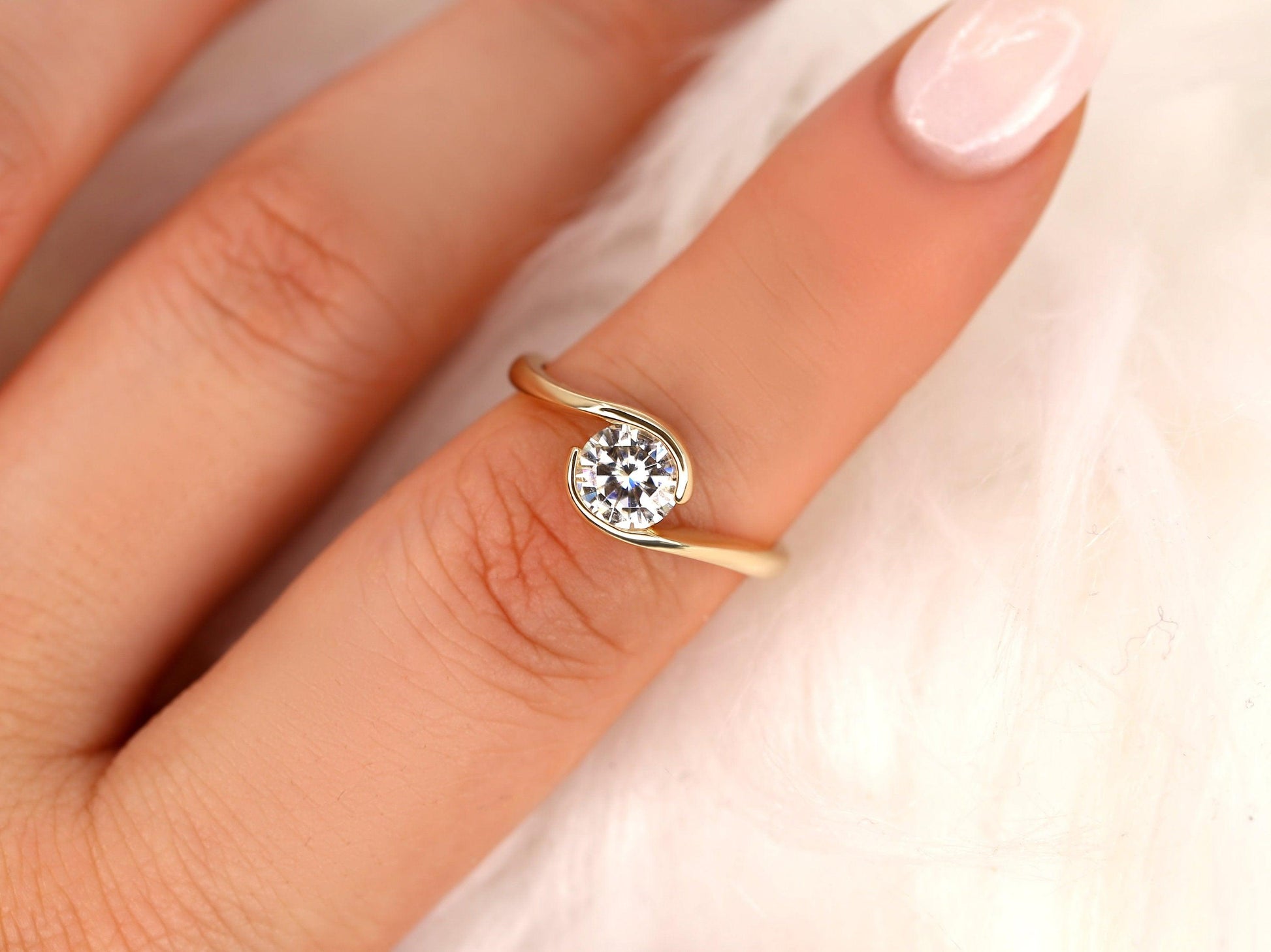 2 CT Emerald Pave Moissanite Engagement Ring