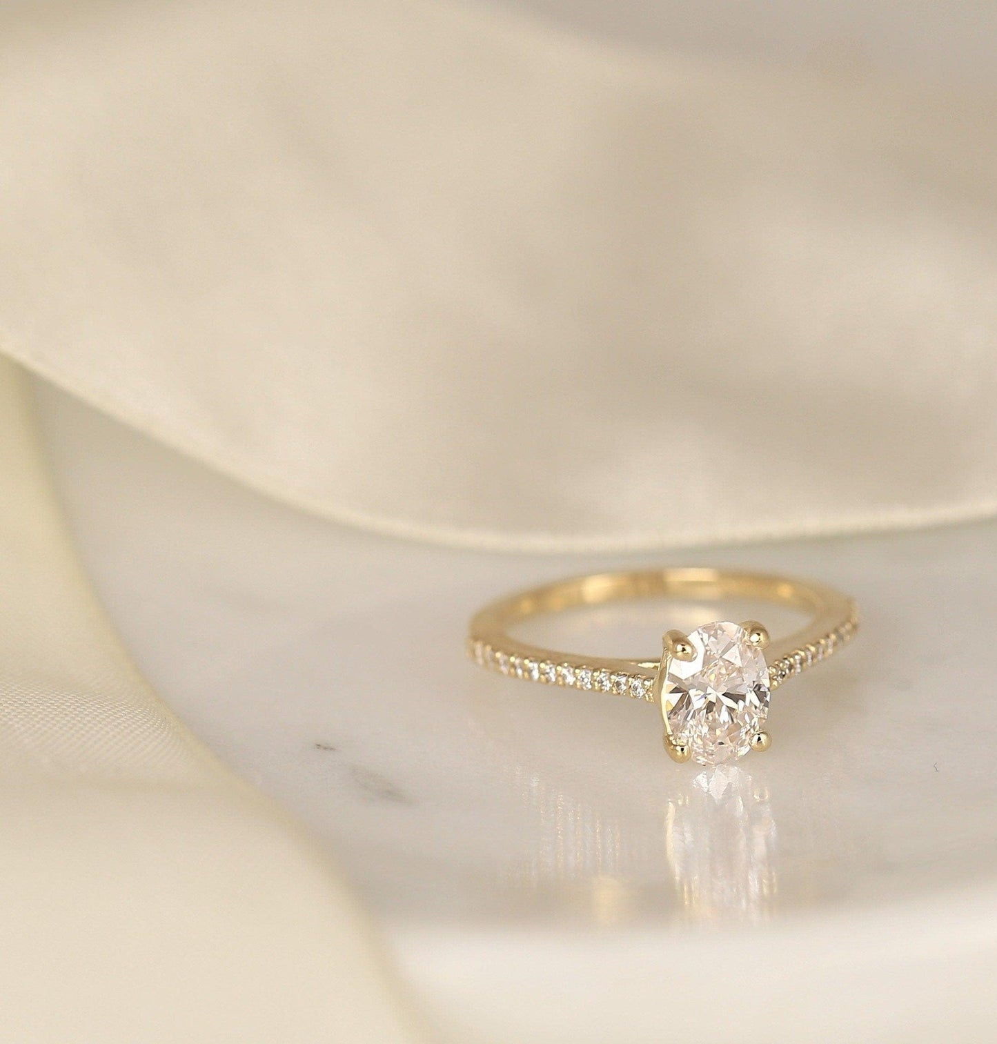 2 CT Emerald Pave Moissanite Engagement Ring