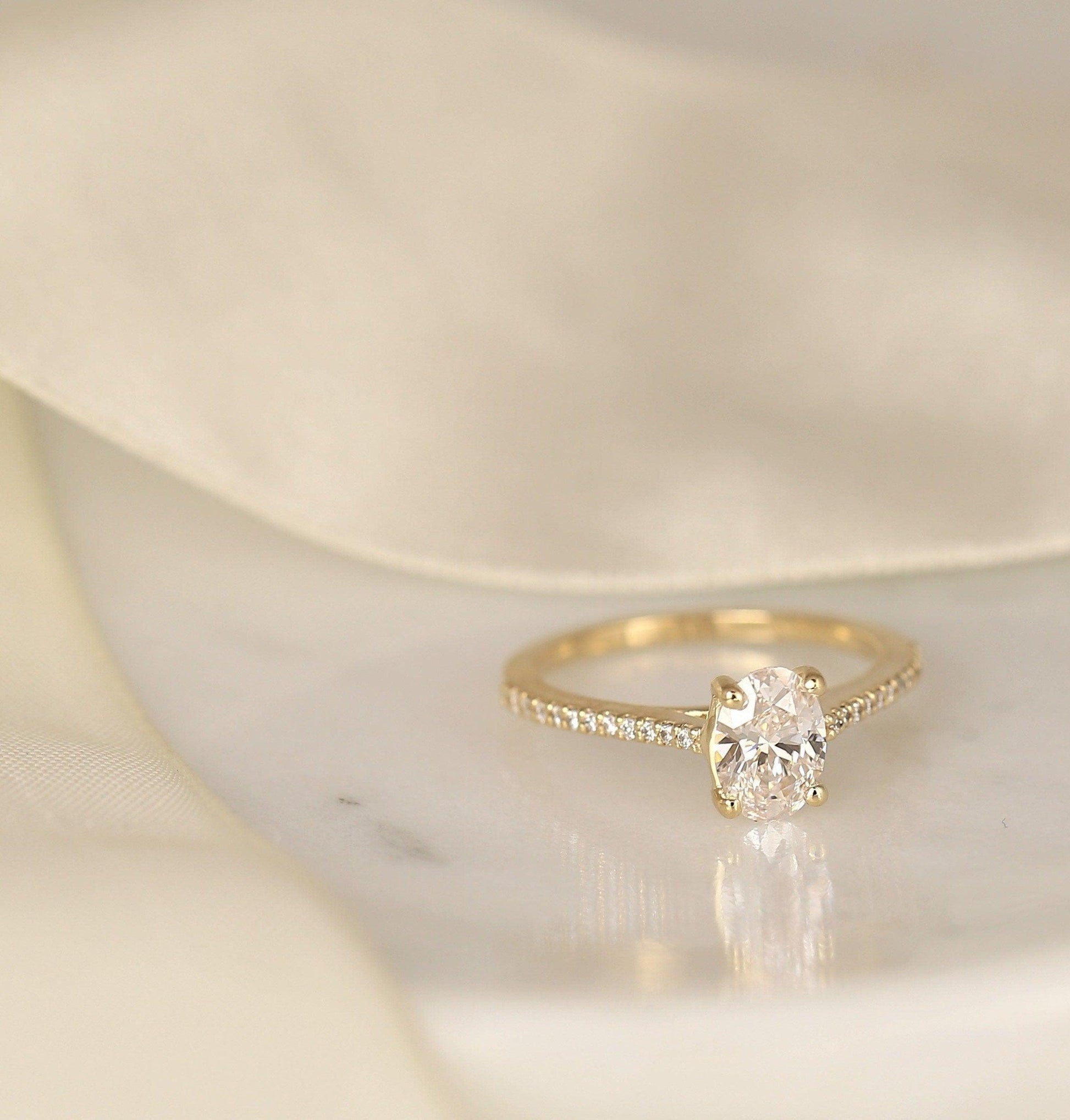 2 CT Emerald Pave Moissanite Engagement Ring