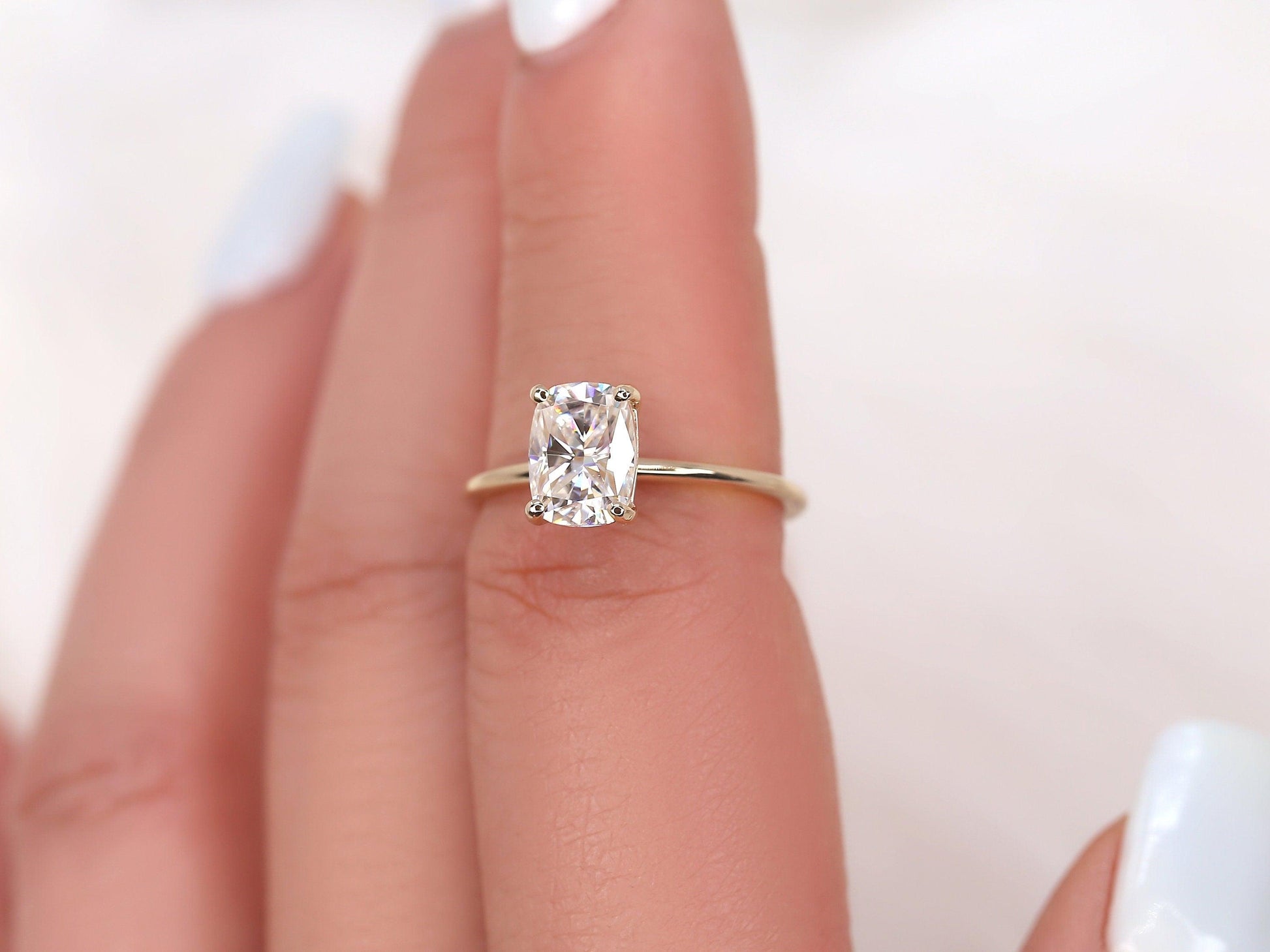2 CT Emerald Pave Moissanite Engagement Ring