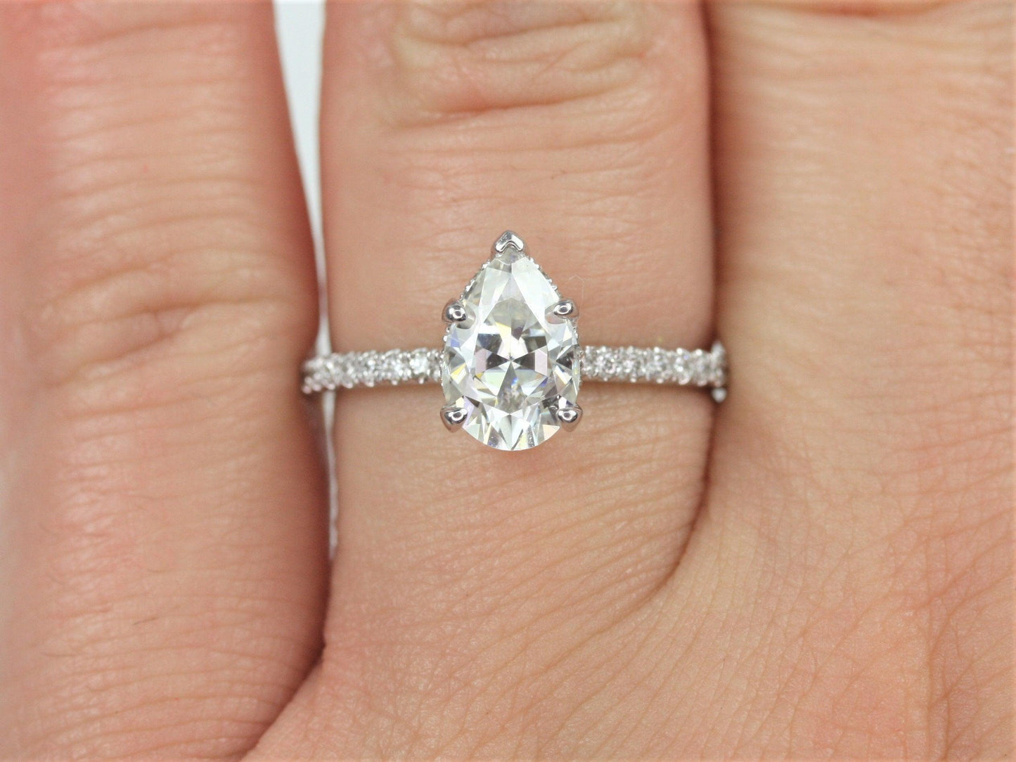 2 CT Emerald Pave Moissanite Engagement Ring