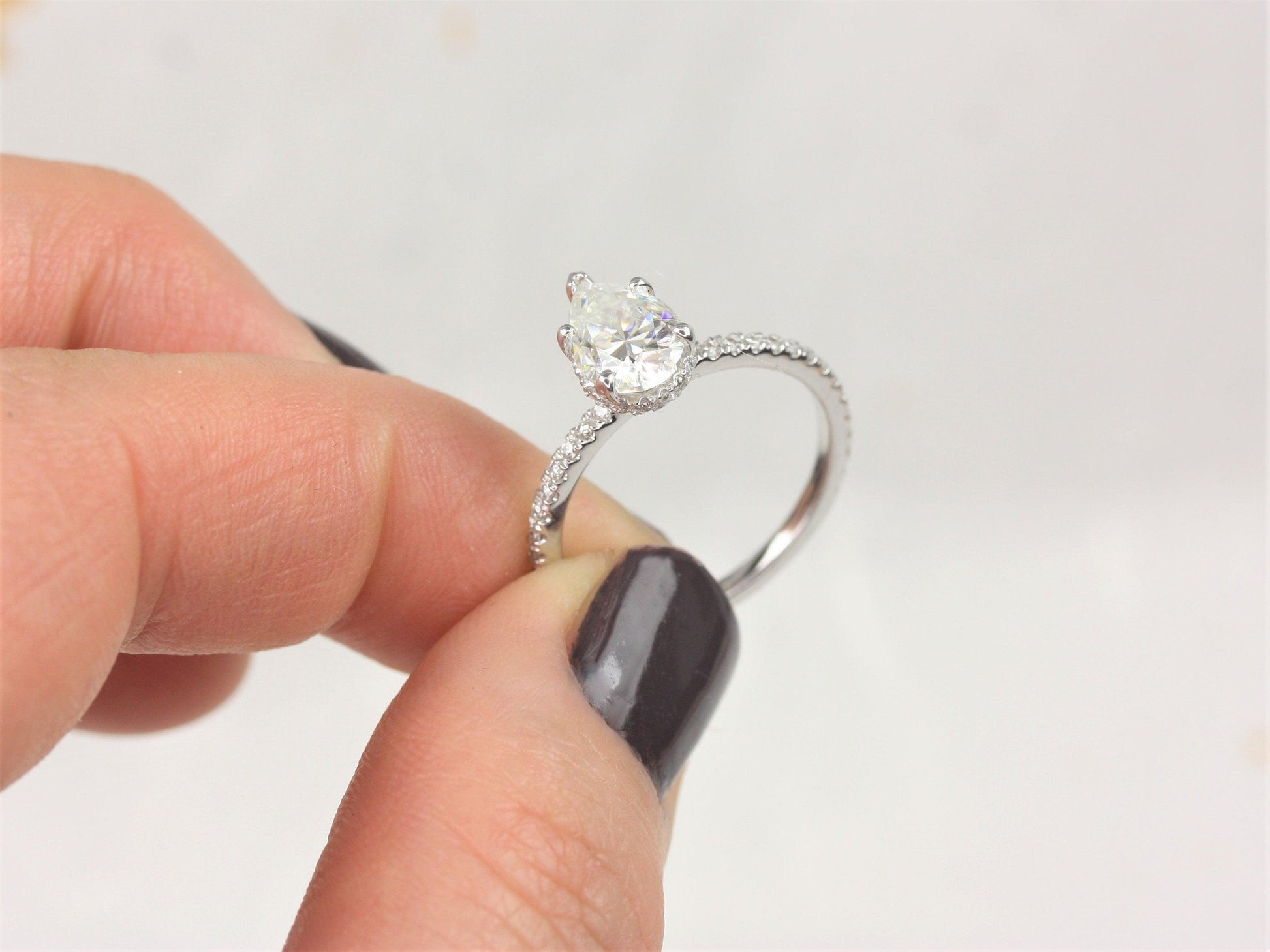 2 CT Emerald Pave Moissanite Engagement Ring