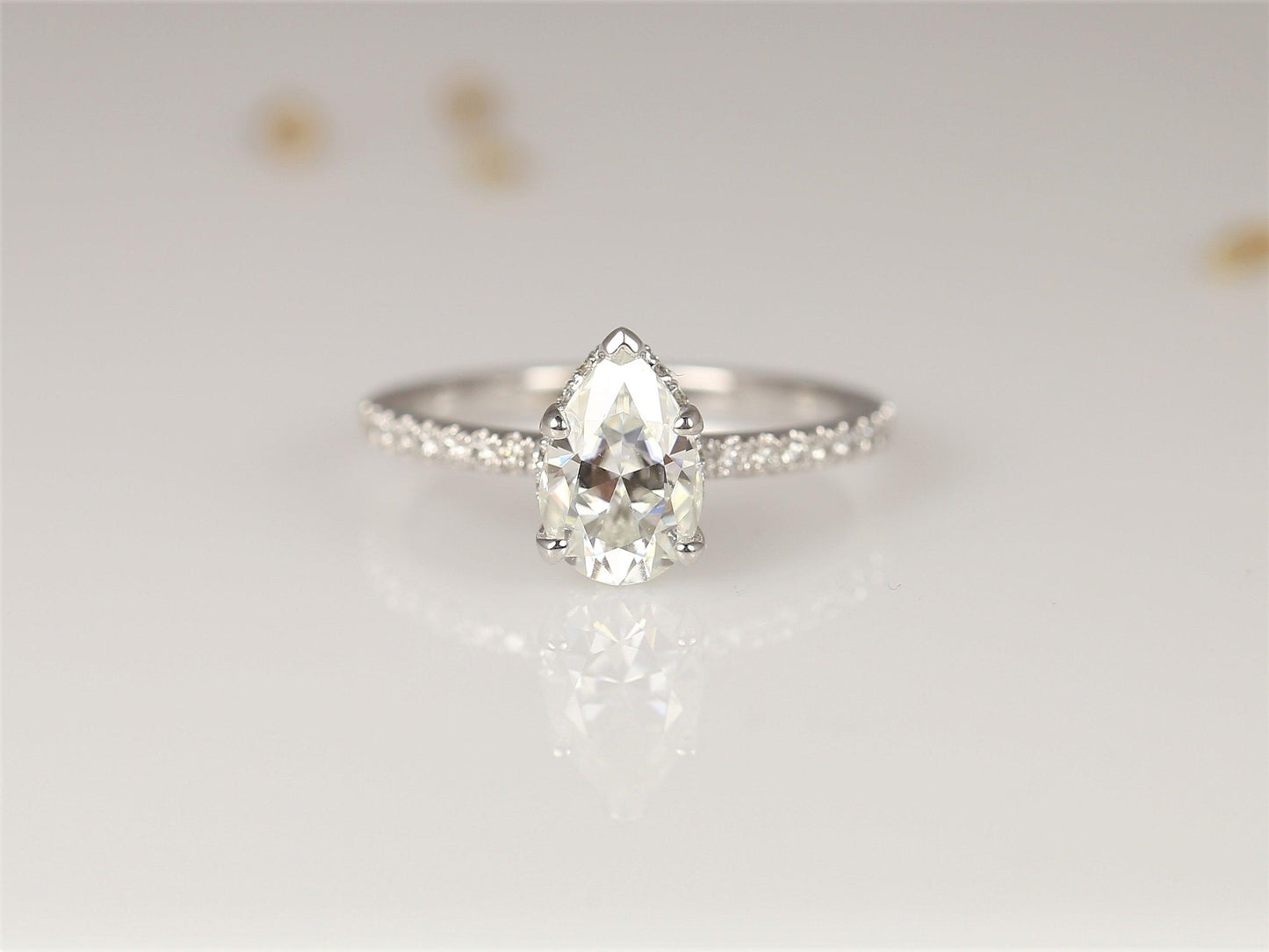 2 CT Emerald Pave Moissanite Engagement Ring