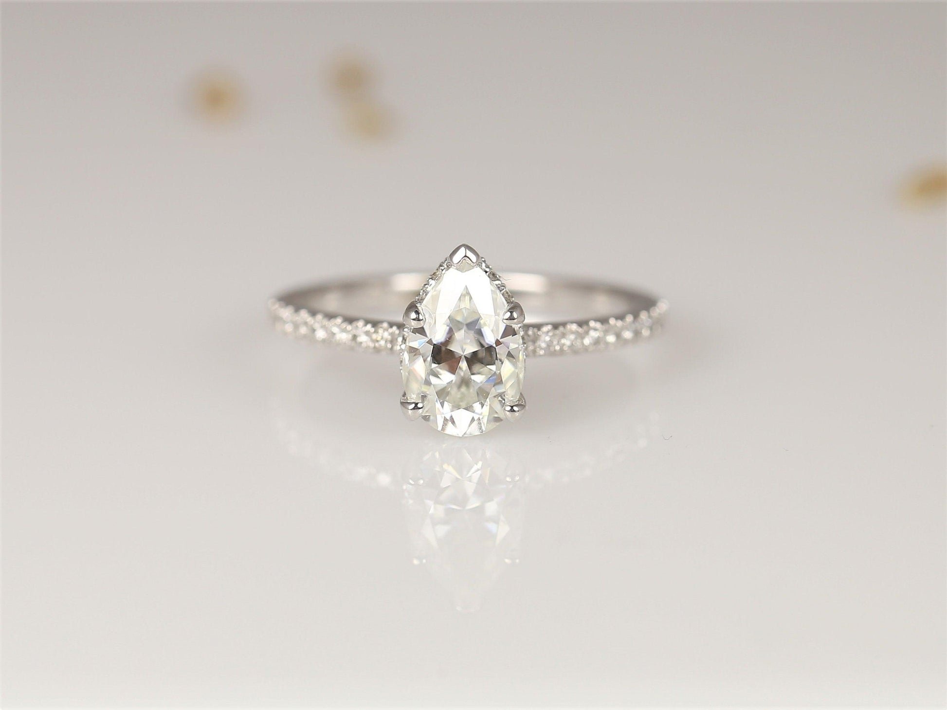 2 CT Emerald Pave Moissanite Engagement Ring