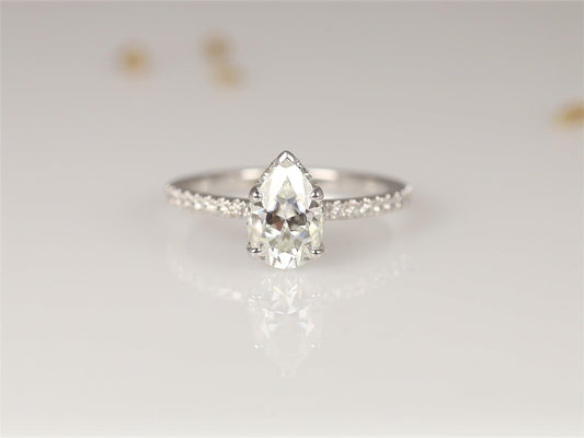 2 CT Emerald Pave Moissanite Engagement Ring