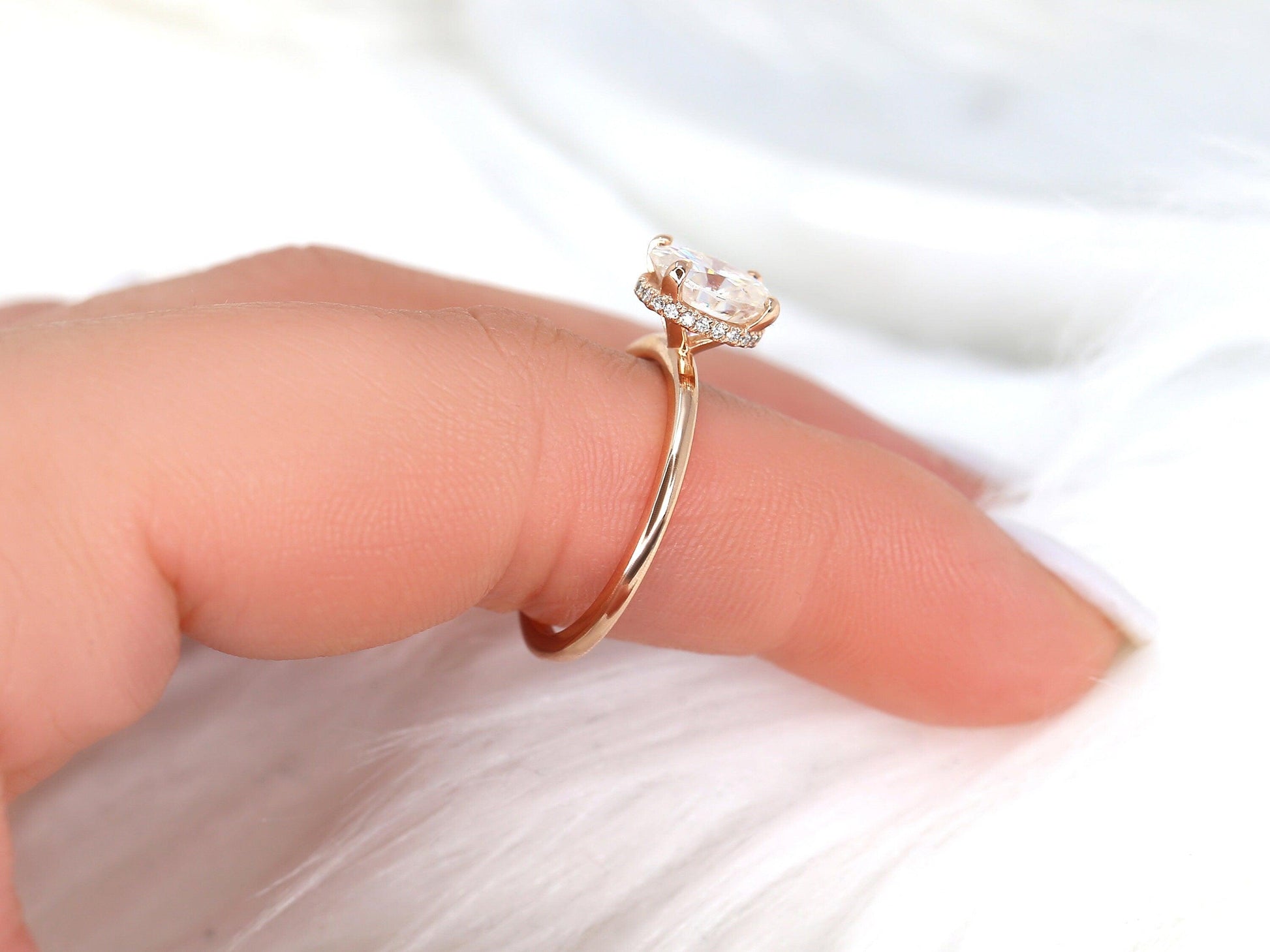 2 CT Emerald Pave Moissanite Engagement Ring