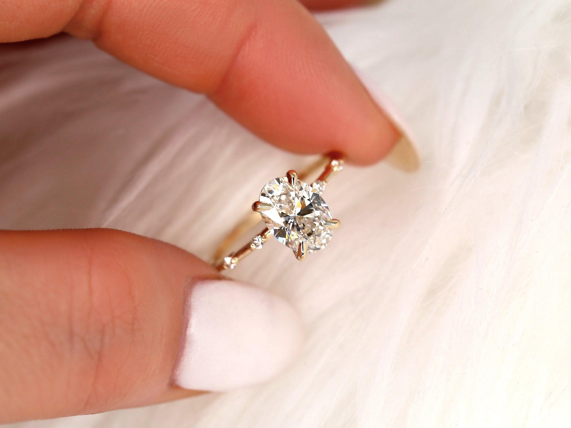 2 CT Emerald Pave Moissanite Engagement Ring