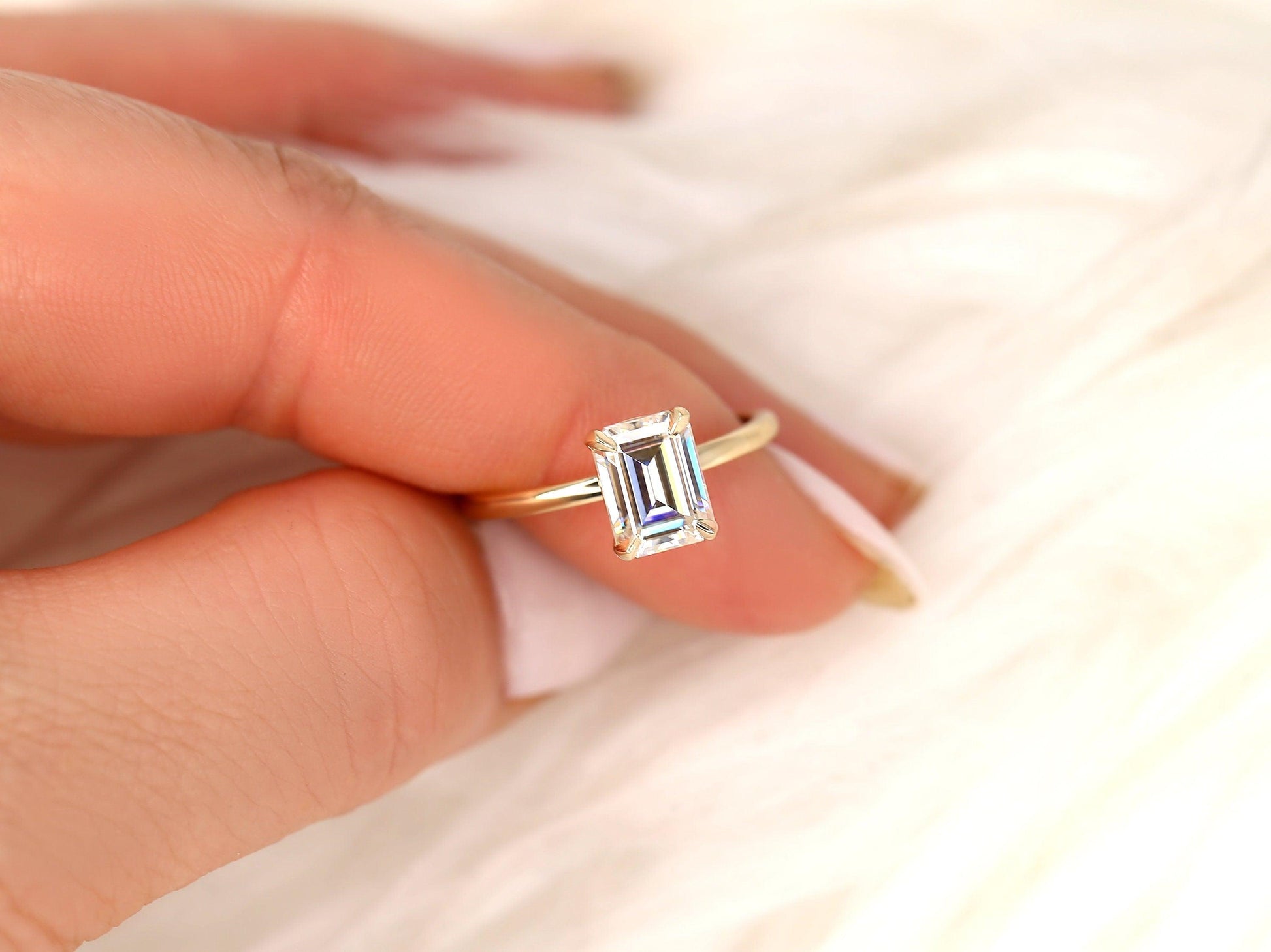 2 CT Emerald Pave Moissanite Engagement Ring