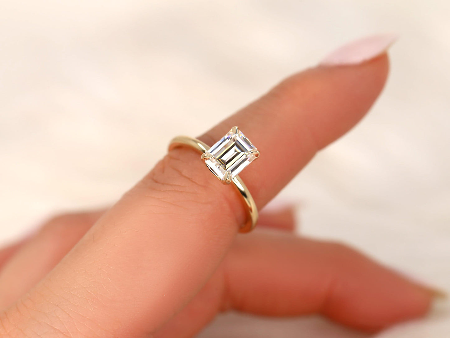 2 CT Emerald Pave Moissanite Engagement Ring