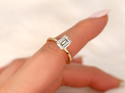 2 CT Emerald Pave Moissanite Engagement Ring
