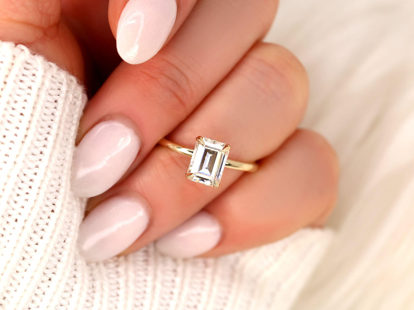 2 CT Emerald Pave Moissanite Engagement Ring