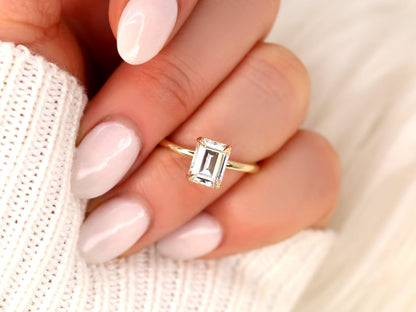 2 CT Emerald Pave Moissanite Engagement Ring