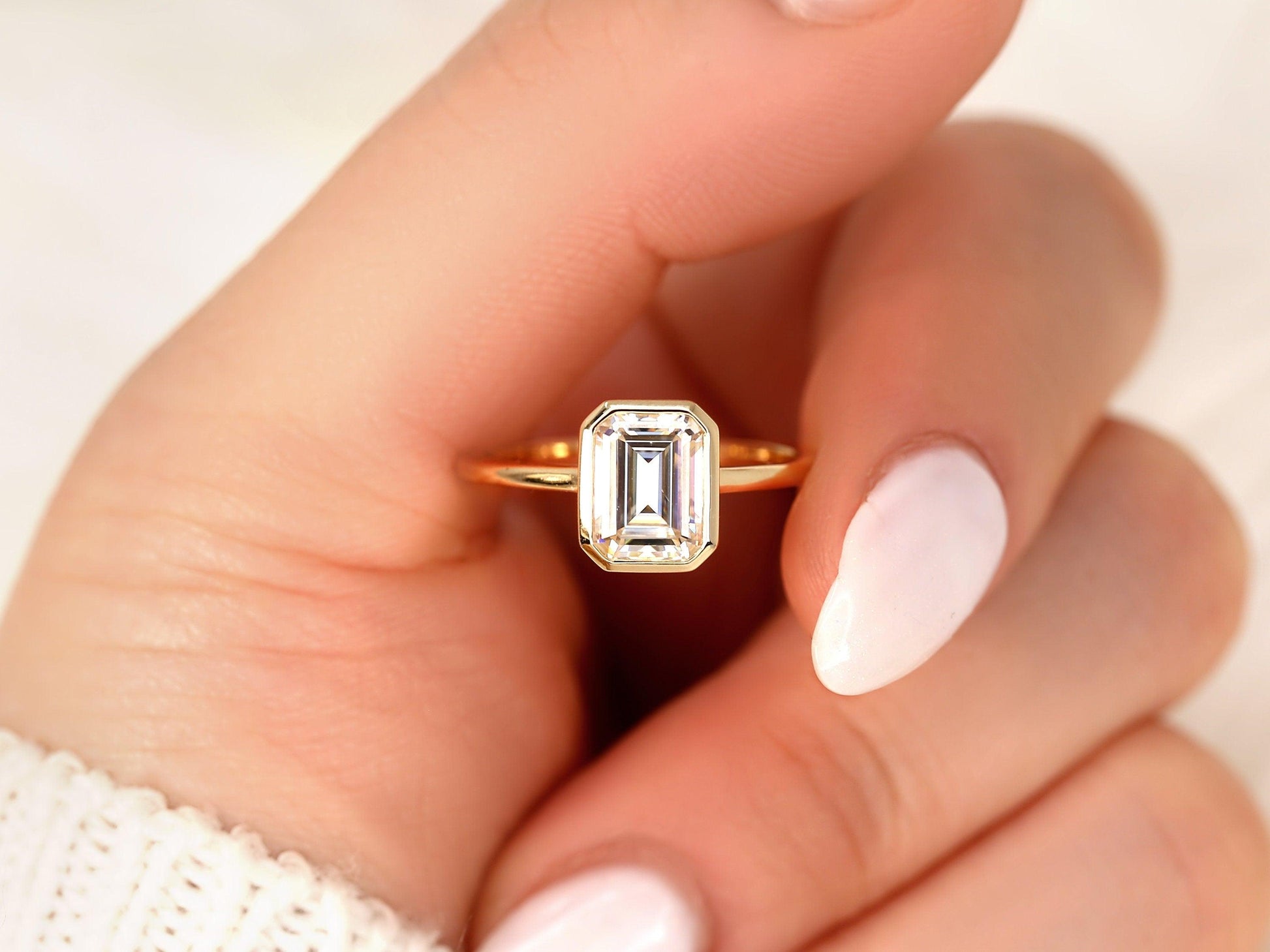 2 CT Emerald Pave Moissanite Engagement Ring