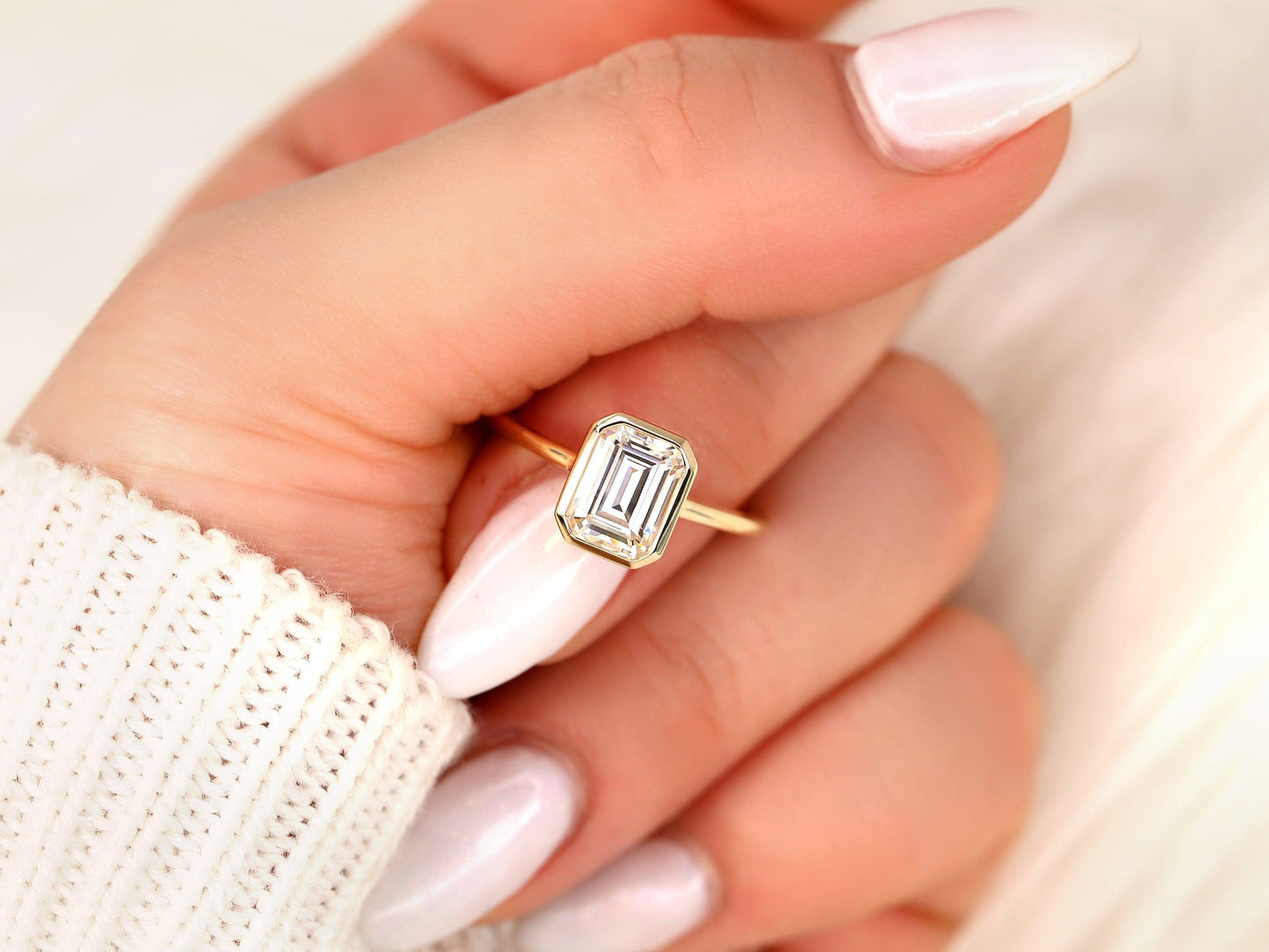 2 CT Emerald Pave Moissanite Engagement Ring