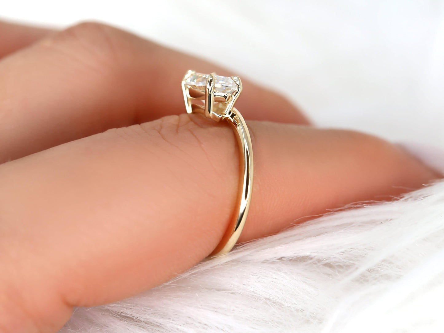 2 CT Emerald Pave Moissanite Engagement Ring