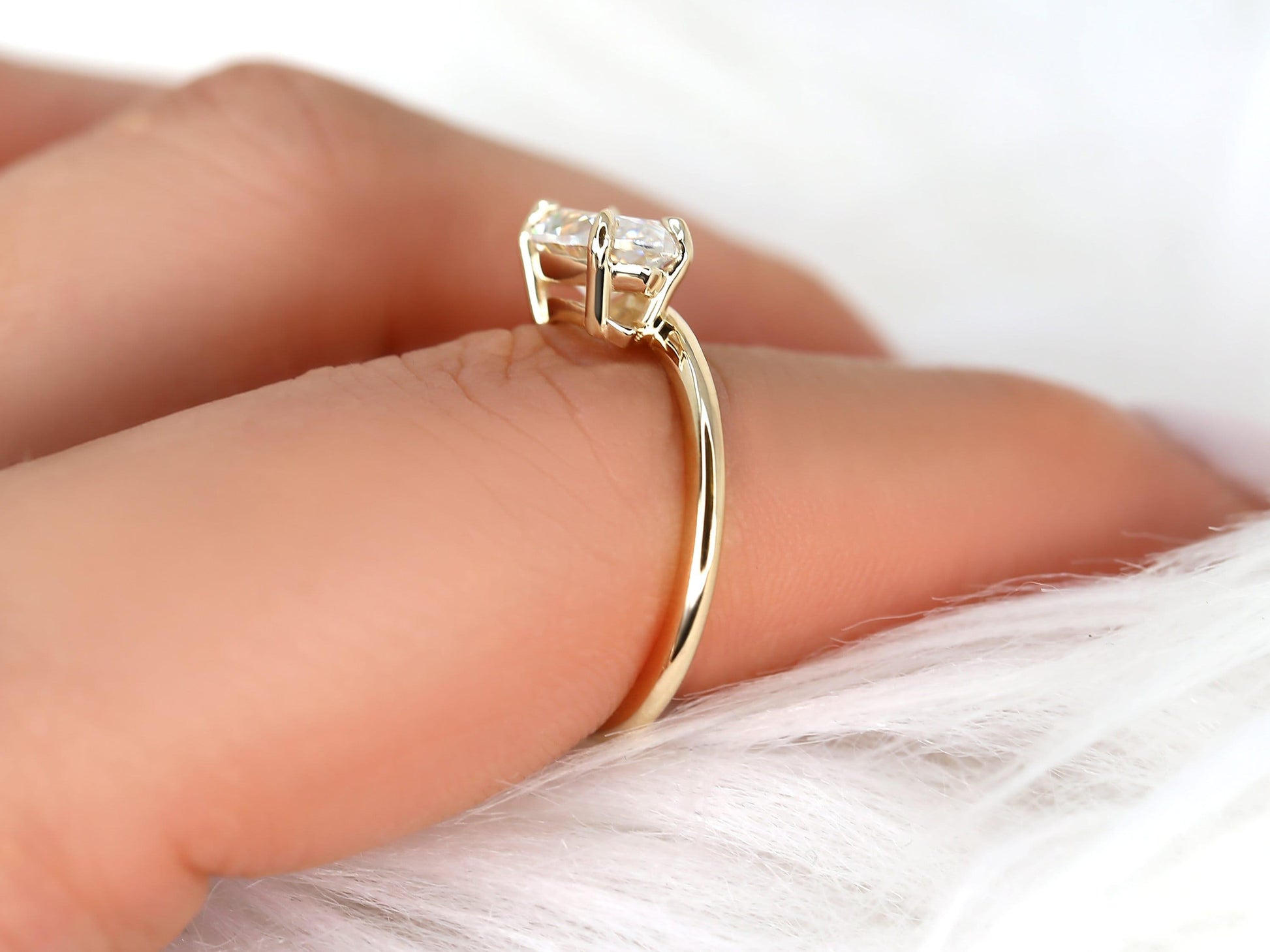 2 CT Emerald Pave Moissanite Engagement Ring