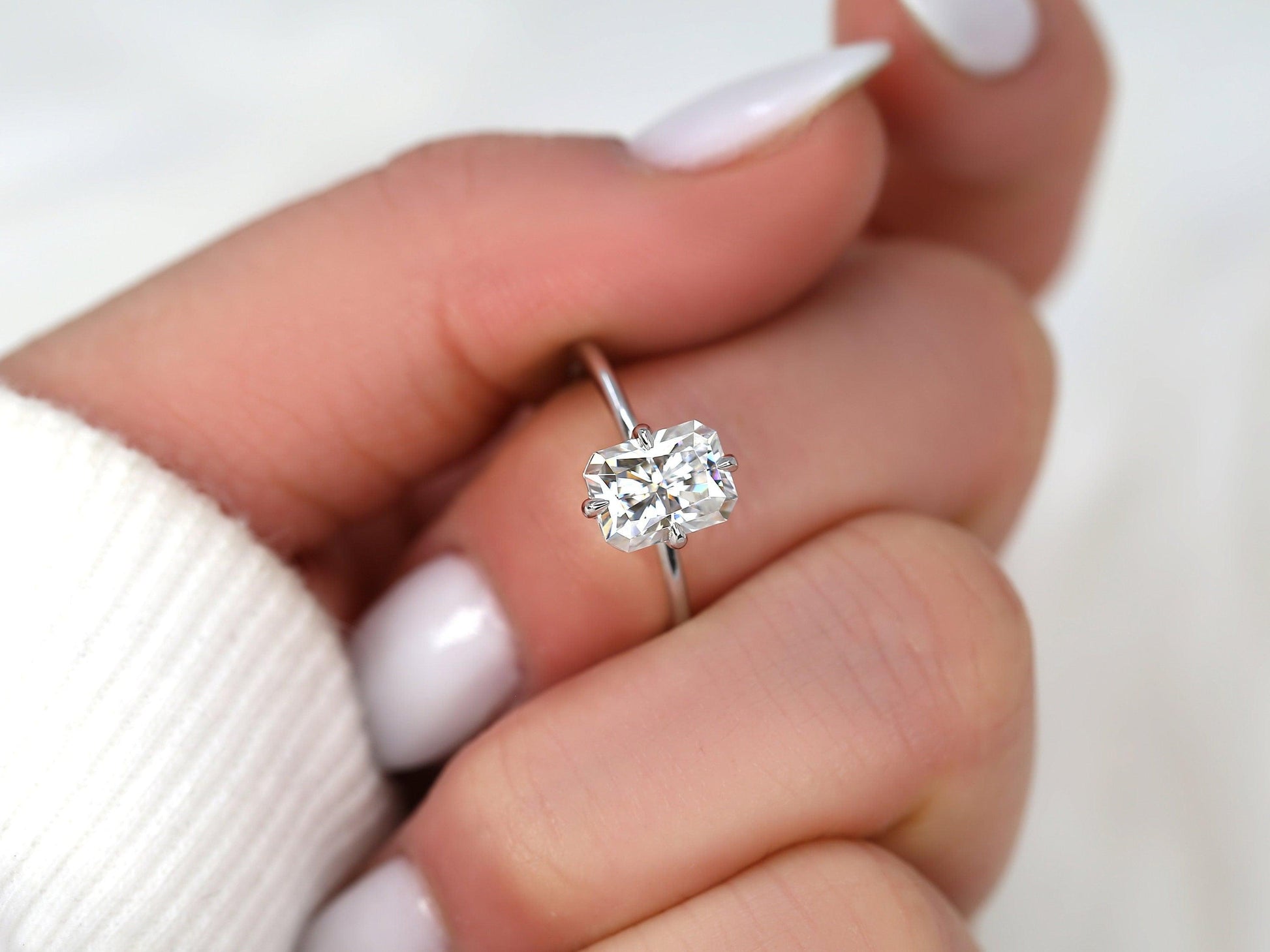 2 CT Emerald Pave Moissanite Engagement Ring