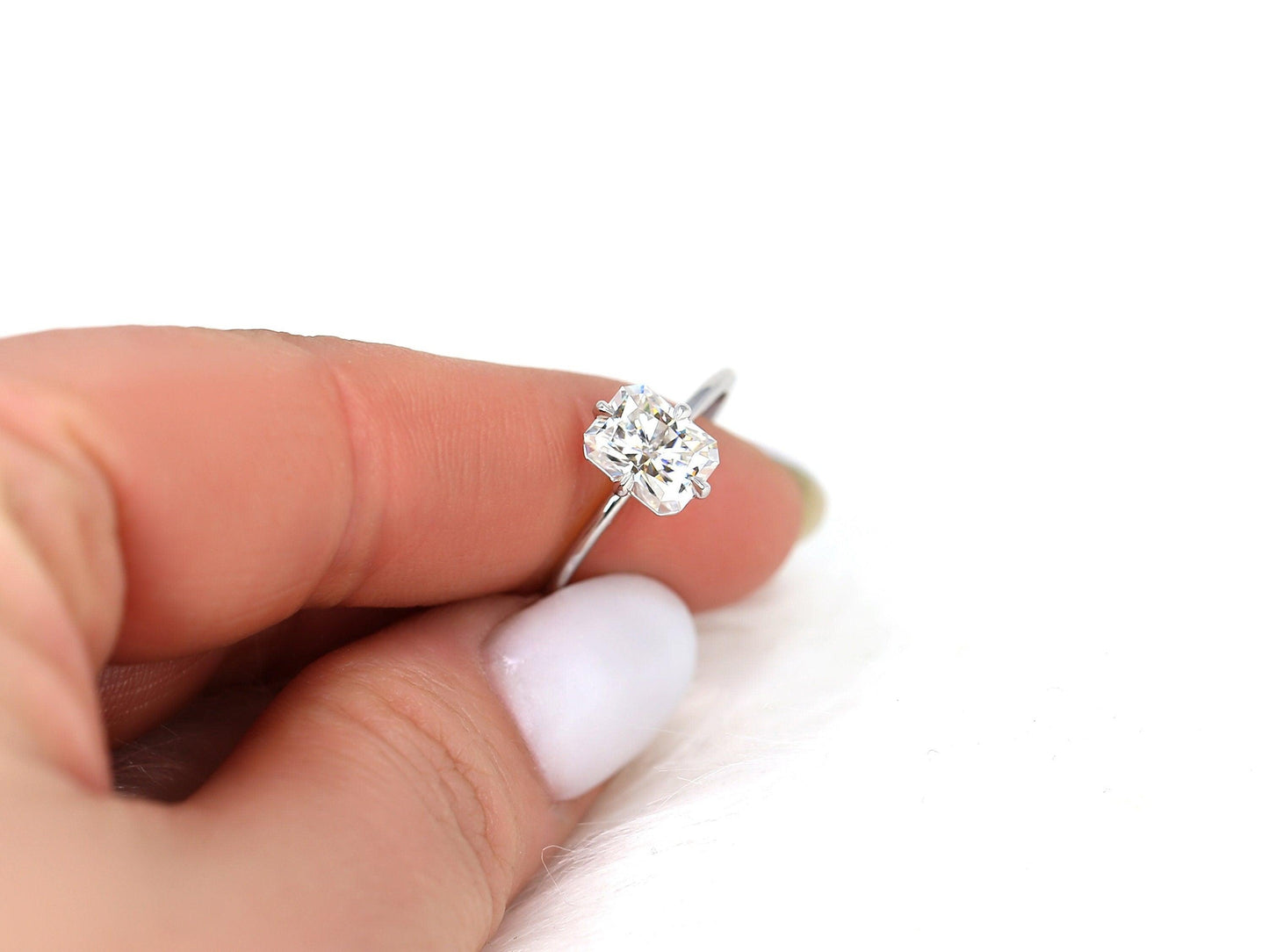 2 CT Emerald Pave Moissanite Engagement Ring