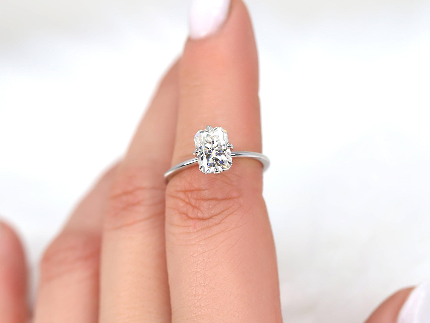 2 CT Emerald Pave Moissanite Engagement Ring
