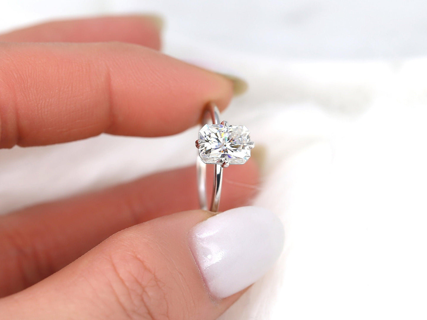 2 CT Emerald Pave Moissanite Engagement Ring