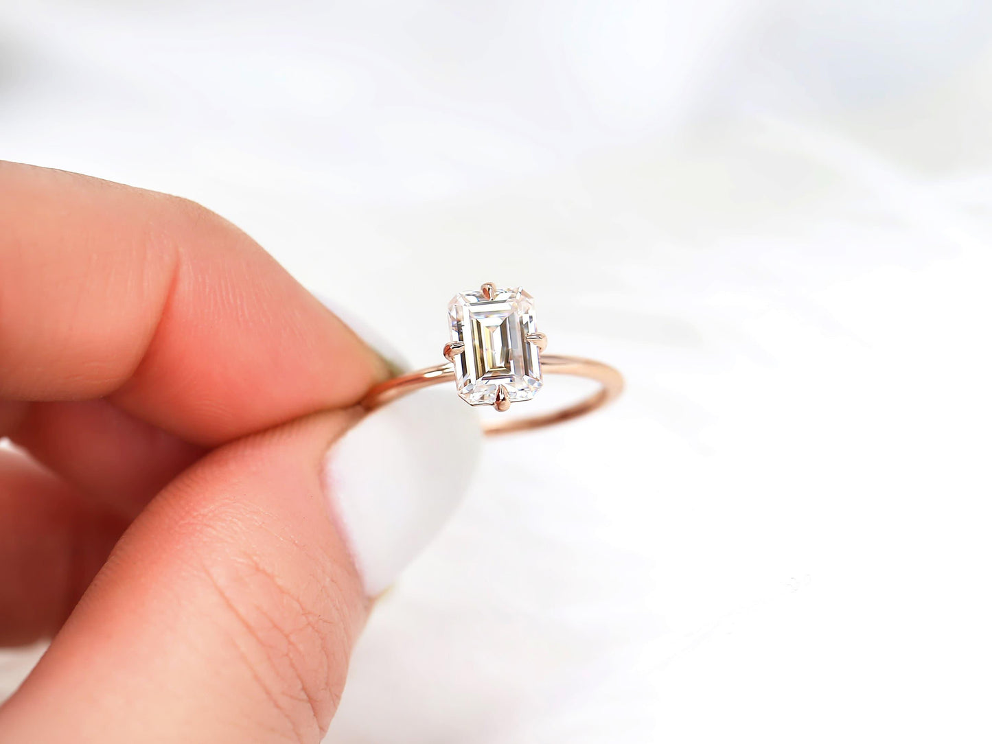 2 CT Emerald Pave Moissanite Engagement Ring