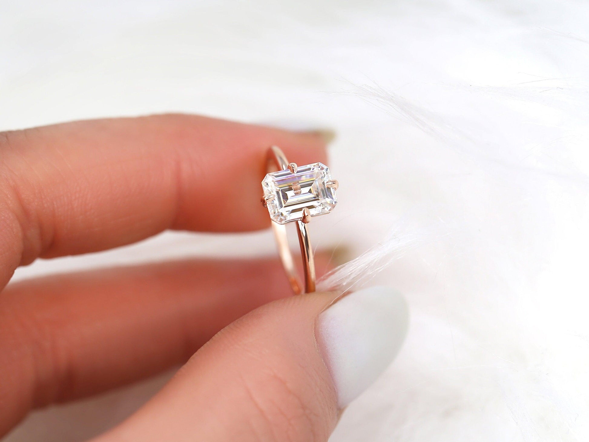 2 CT Emerald Pave Moissanite Engagement Ring