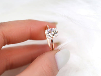 2 CT Emerald Pave Moissanite Engagement Ring