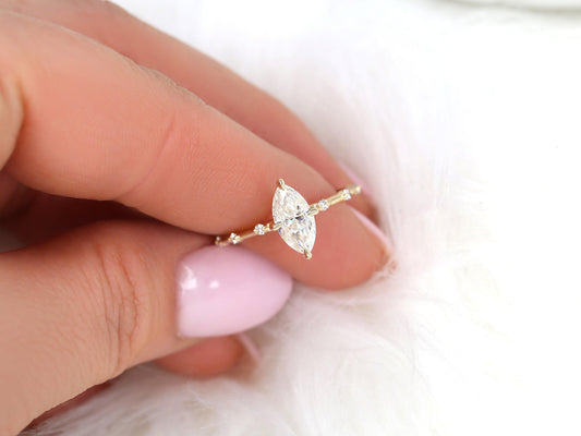 2 CT Emerald Pave Moissanite Engagement Ring